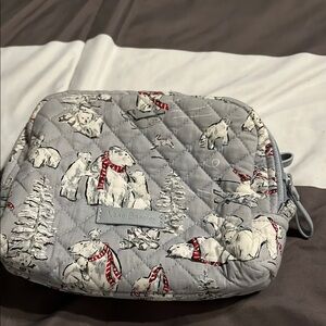 Vera Bradley Quilted Gray Pouch with Polar Bear Design